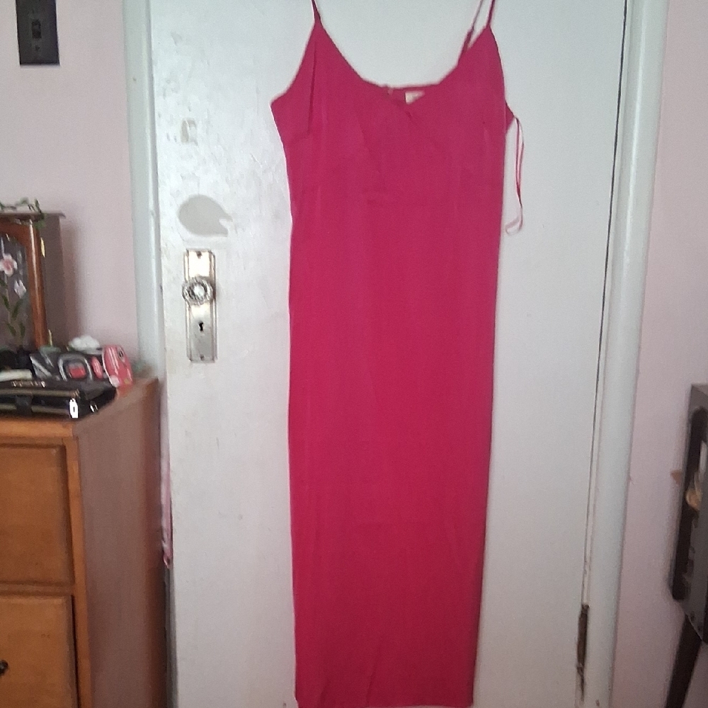 Pink Spaghetti Strap Slip Maxi Dress for Cocktail